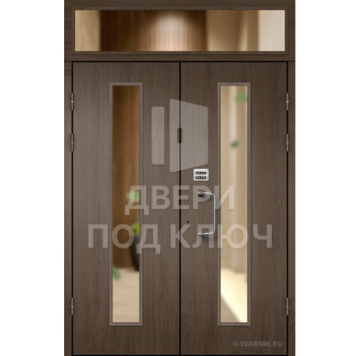 Подъездная дверь с отделкой МДФ и фрамугой ДПК-13884